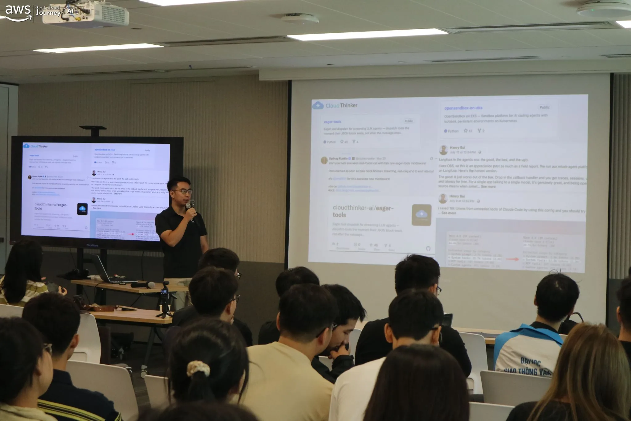 A CloudThinker engineer presenting open source work